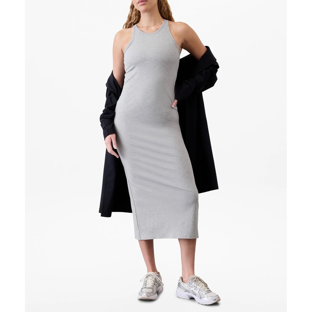 Athleta Maxi Dress Signature Rib Pullover Gray Small